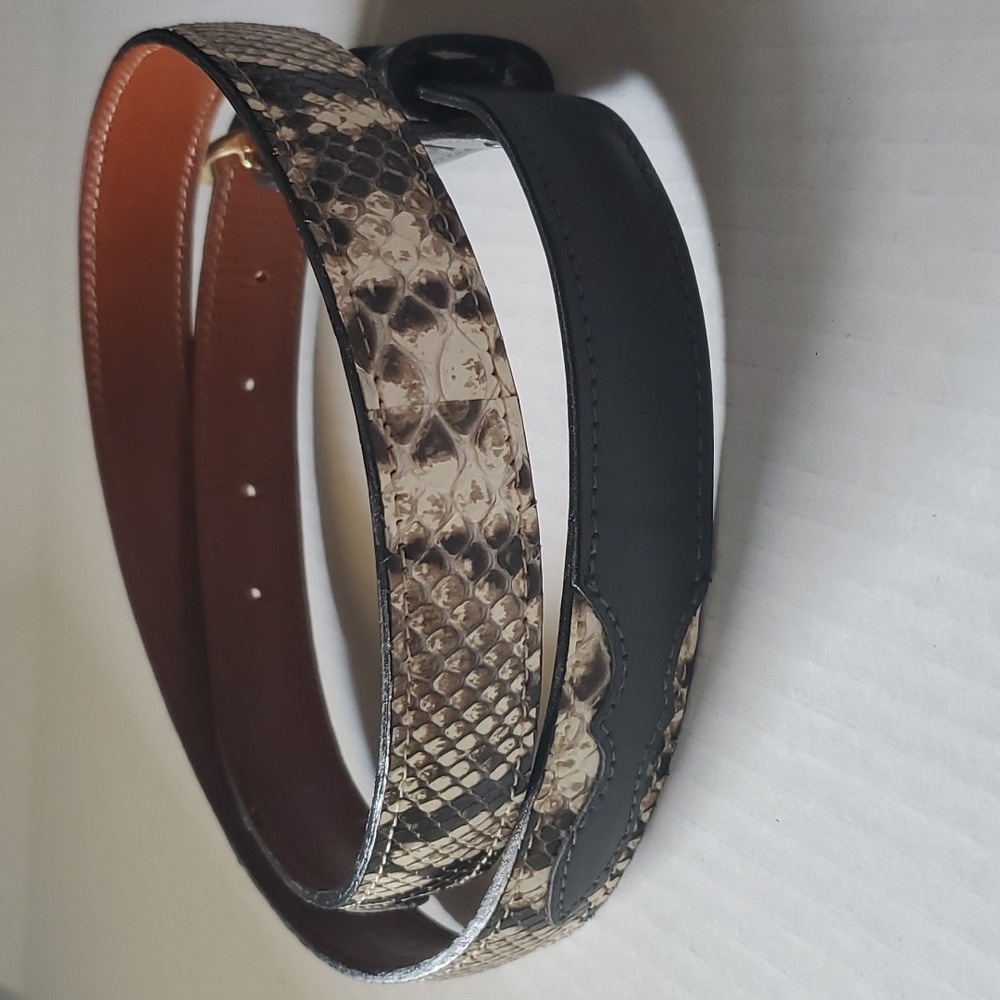 Snakeskin Genuine Leather Belt  sz 38 - Picture 4 of 13